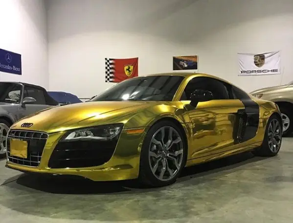 Gold chrome wrapped Audi R8
